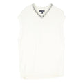 NAUTICA Womens White Patterned Wool Pullover V-Neck Cable Knit XL Sleeveless