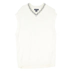 NAUTICA Womens White Patterned Wool Pullover V-Neck Cable Knit XL Sleeveless