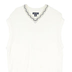 NAUTICA Womens White Patterned Wool Pullover V-Neck Cable Knit XL Sleeveless