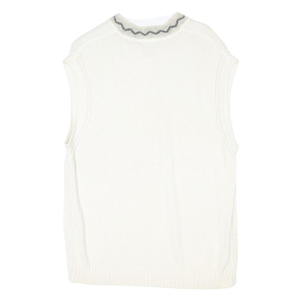 NAUTICA Womens White Patterned Wool Pullover V-Neck Cable Knit XL Sleeveless