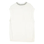 NAUTICA Womens White Patterned Wool Pullover V-Neck Cable Knit XL Sleeveless