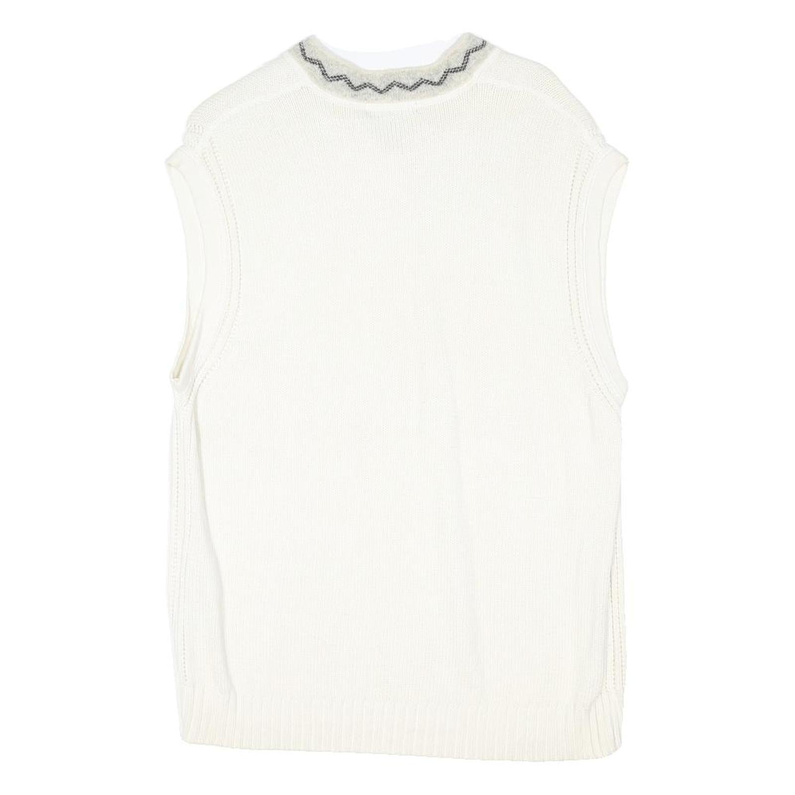 NAUTICA Womens White Patterned Wool Pullover V-Neck Cable Knit XL Sleeveless