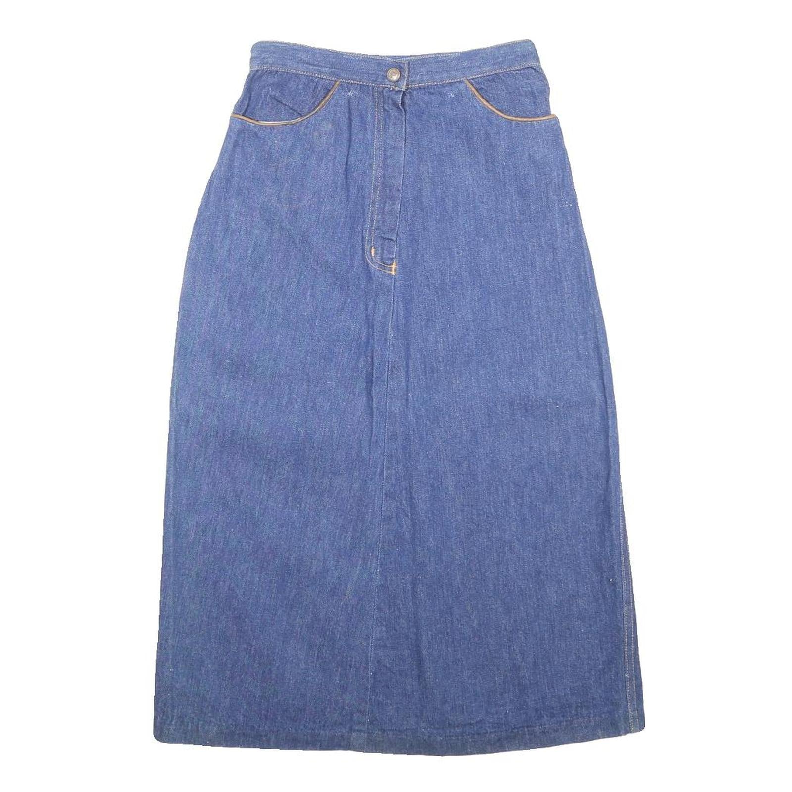JC PENNEY Womens Blue Denim Midi Cotton Pencil Skirt Size S Casual Everyday