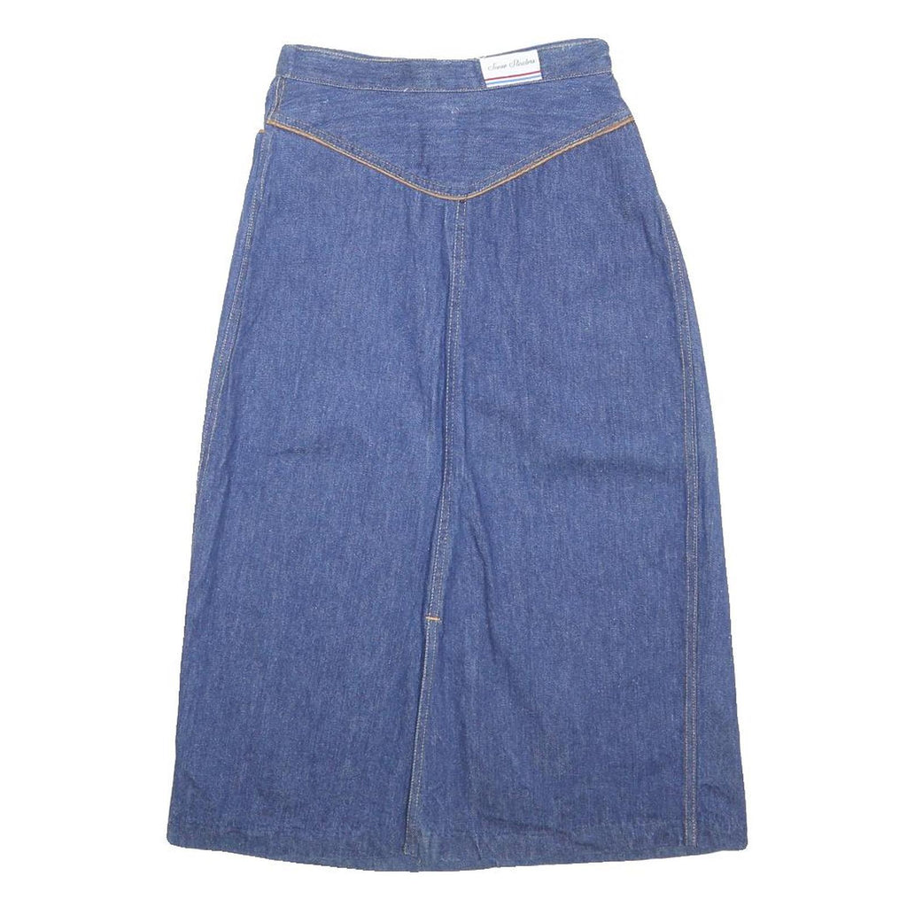 JC PENNEY Womens Blue Denim Midi Cotton Pencil Skirt Size S Casual Everyday
