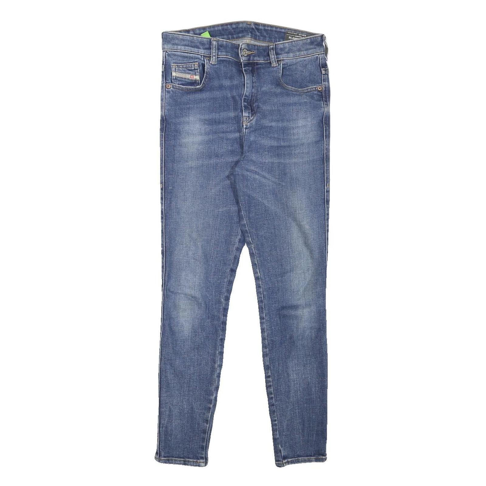 DIESEL Womens Slim Blue Denim Medium Wash Jeans W27 L27 Slim Fit Zip Closure
