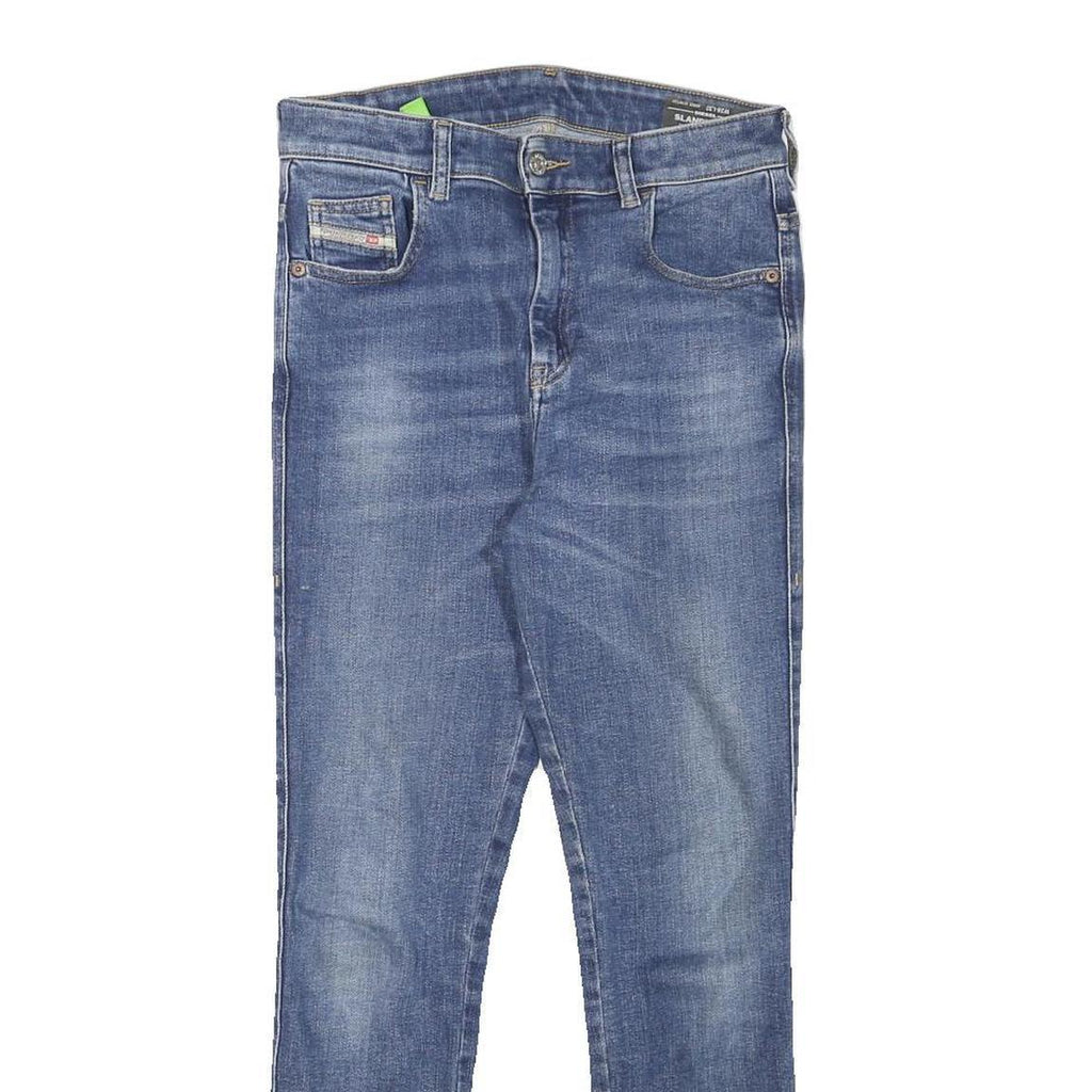 DIESEL Womens Slim Blue Denim Medium Wash Jeans W27 L27 Slim Fit Zip Closure