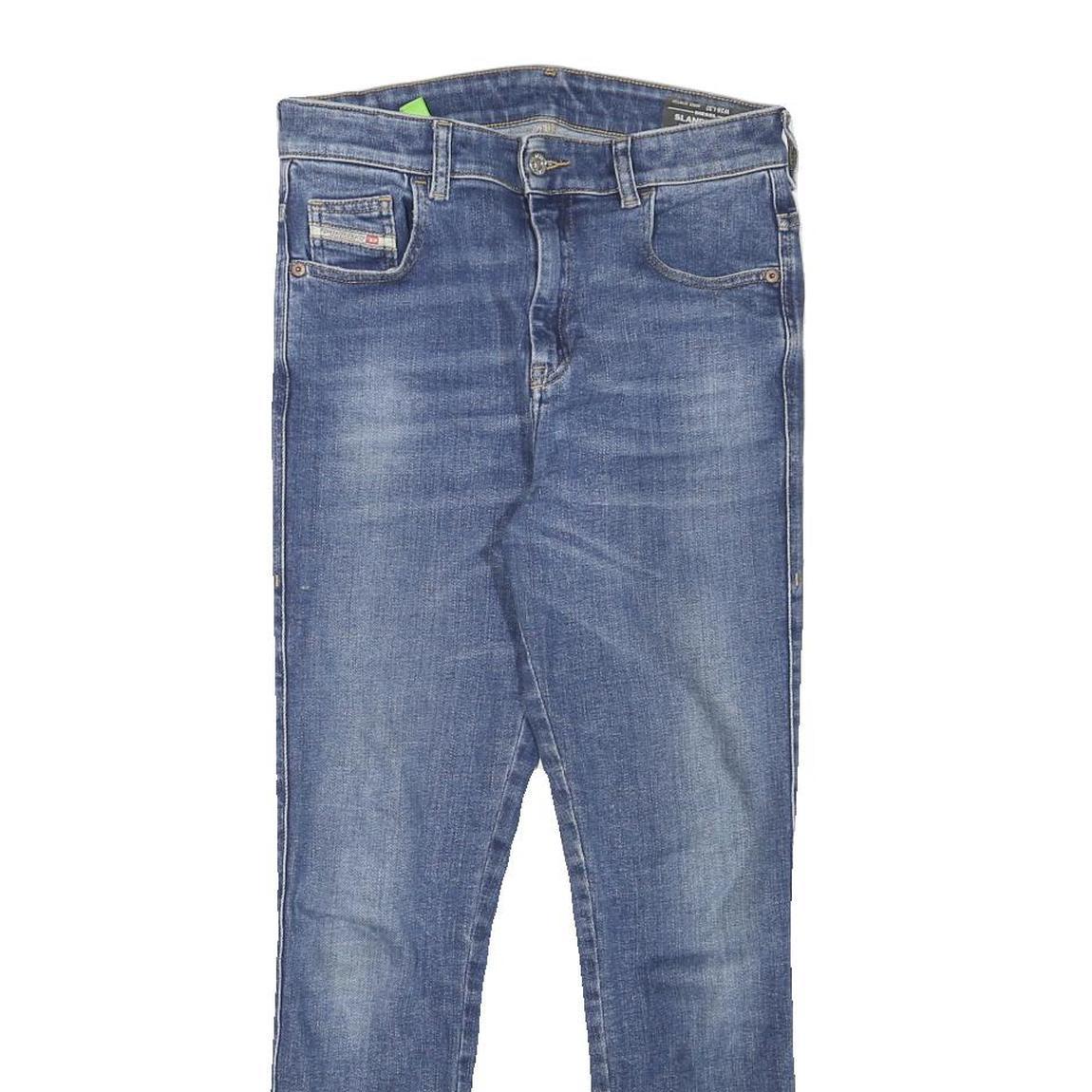 DIESEL Womens Slim Blue Denim Medium Wash Jeans W27 L27 Slim Fit Zip Closure