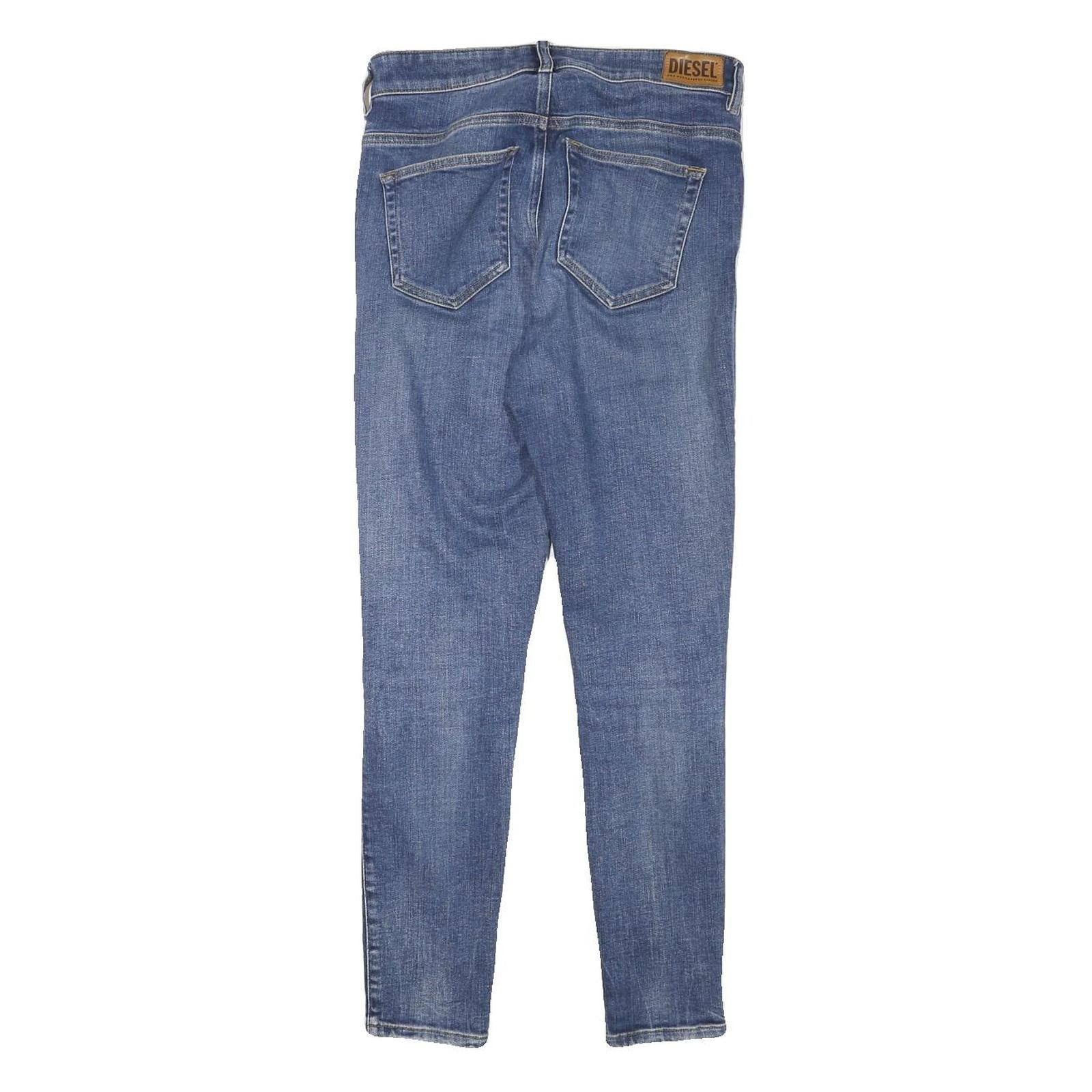 DIESEL Womens Slim Blue Denim Medium Wash Jeans W27 L27 Slim Fit Zip Closure