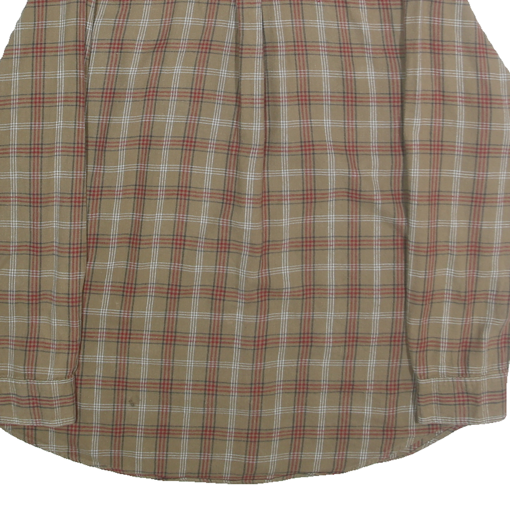 CHAPS Mens Beige & Red Checked Cotton Shirt 2XL Casual Long Sleeve Button-Up