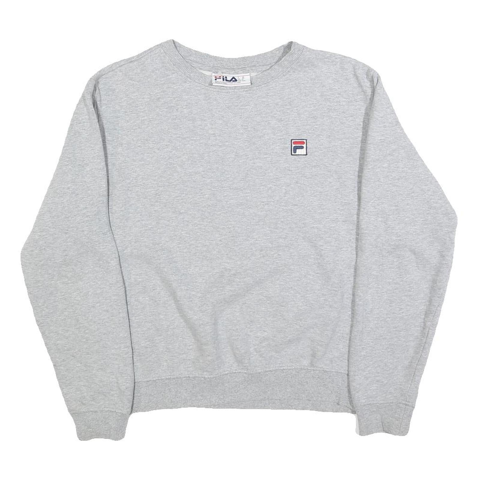 FILA Mens Grey Cotton Blend Crew Neck Sweatshirt M Classic Logo Pullover