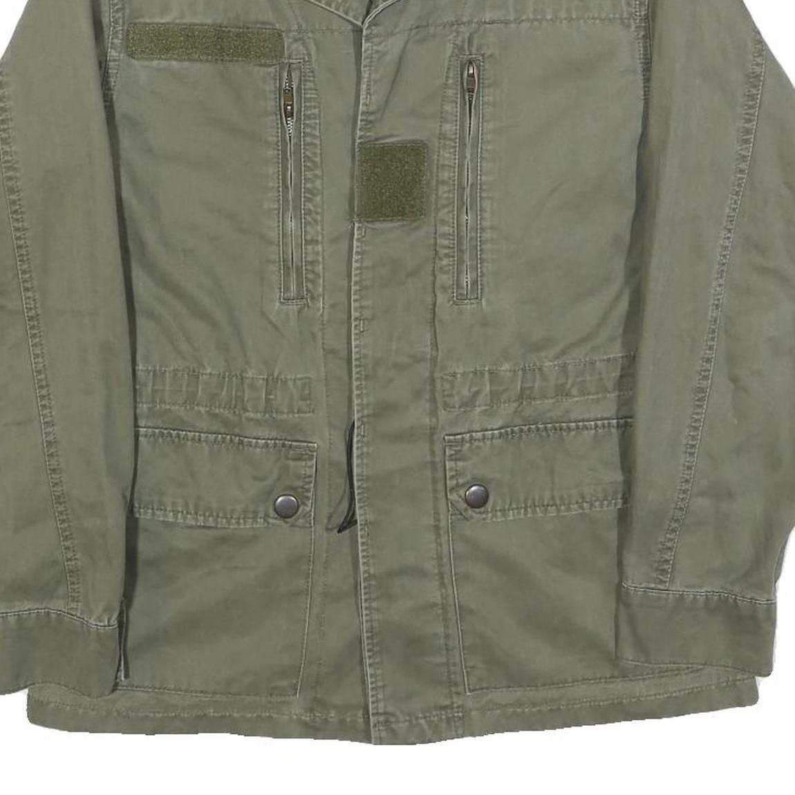 PIKO Mens Green Cotton Button Jacket S Military Casual Lightweight