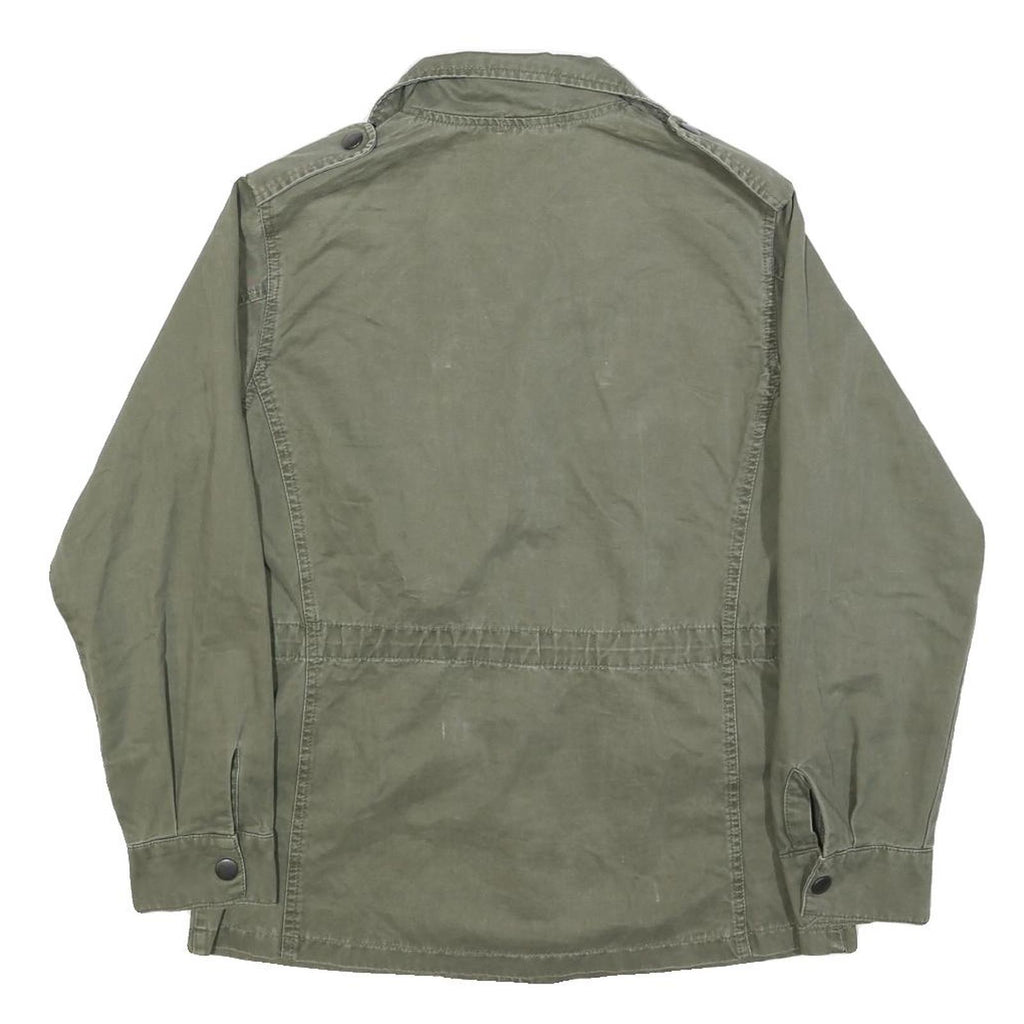 PIKO Mens Green Cotton Button Jacket S Military Casual Lightweight