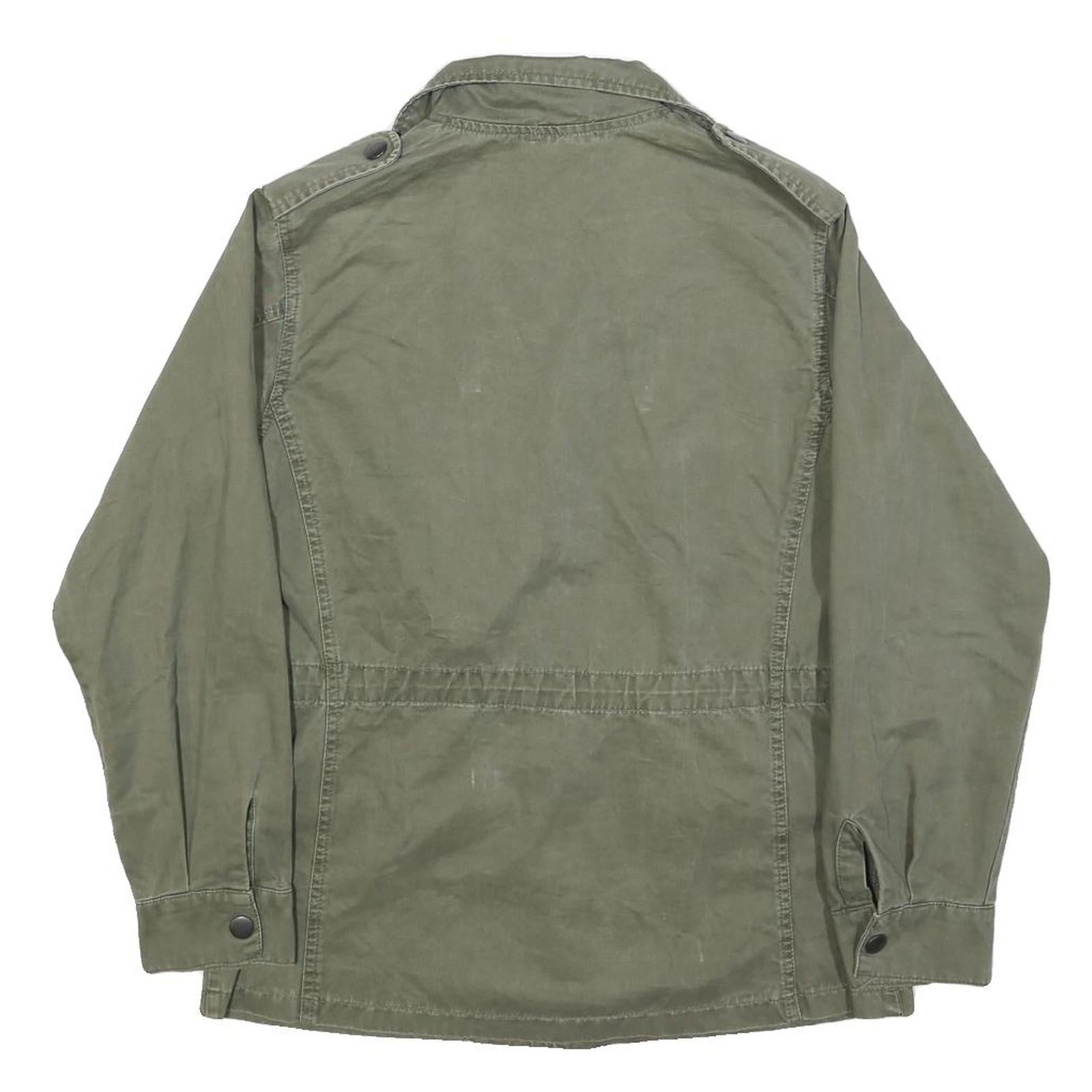 PIKO Mens Green Cotton Button Jacket S Military Casual Lightweight