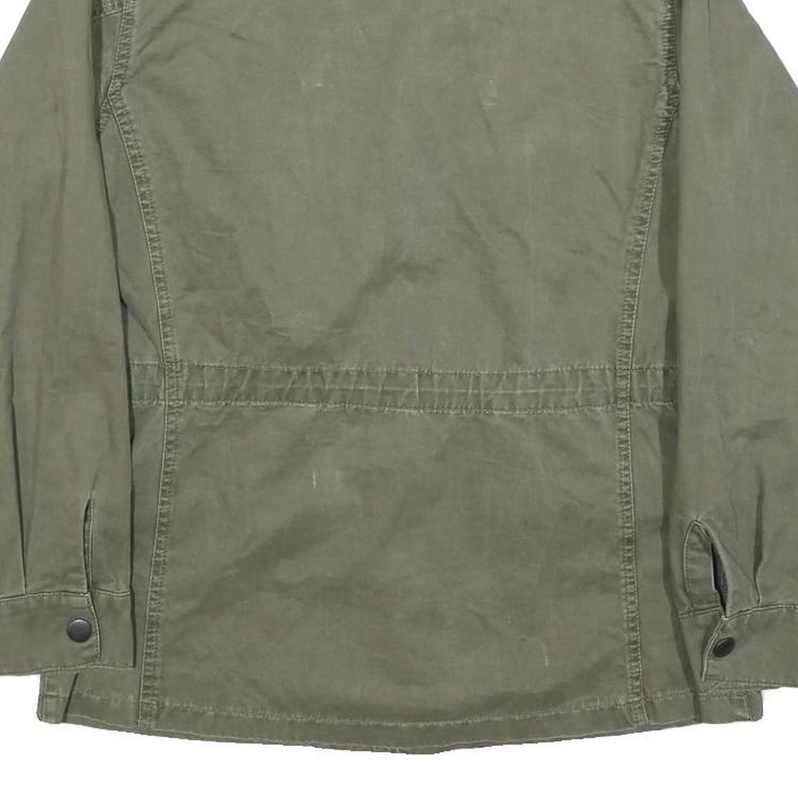 PIKO Mens Green Cotton Button Jacket S Military Casual Lightweight