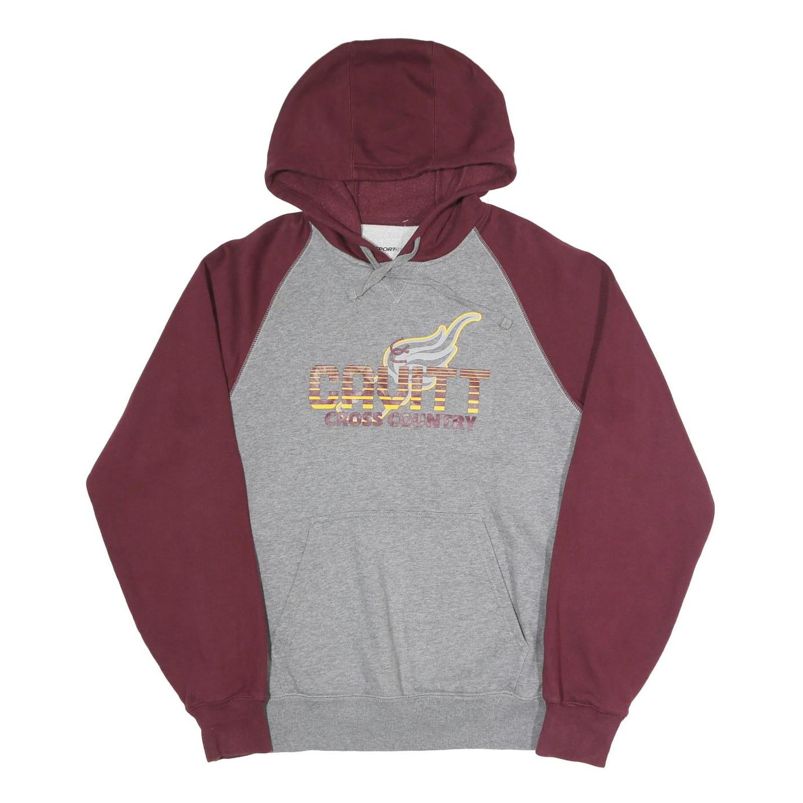 SPORT-TEK Mens Grey & Maroon Cross Country Pullover Hoodie M Cotton Blend