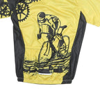Mens Yellow Black Cycling Graphic T-Shirt M Short Sleeve Zip Neck