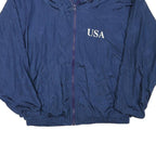 SANTIAGO Mens Blue Polyester Blend Zip Jacket L Plain Lightweight Windbreaker