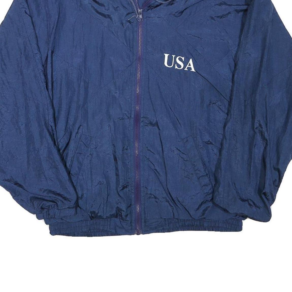 SANTIAGO Mens Blue Polyester Blend Zip Jacket L Plain Lightweight Windbreaker