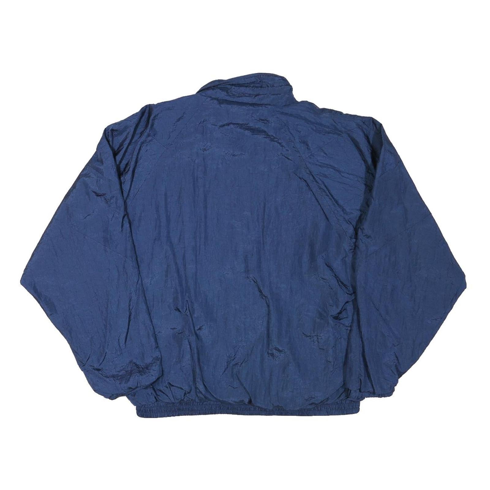 SANTIAGO Mens Blue Polyester Blend Zip Jacket L Plain Lightweight Windbreaker