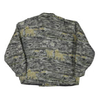 Womens Grey & Green Horse Motif Button Jacket L Polyester Blend Animal Pattern