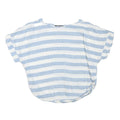 ZARA Womens Blue & White Striped Basic Top Short Sleeve Round Neck XS Casual