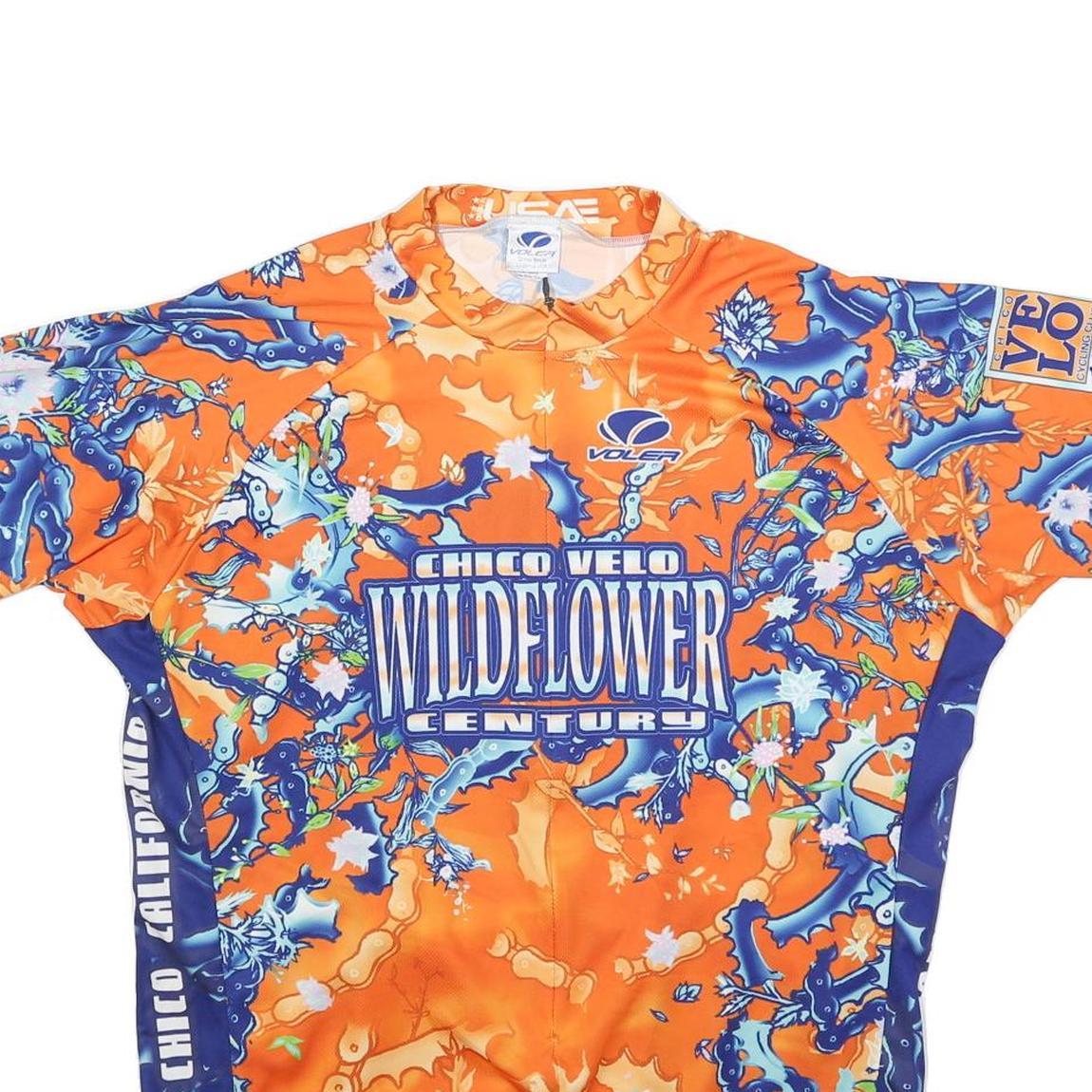 VOLER Mens Orange & Blue Wildflower Century Cycling T-Shirt 3XL Short Sleeve