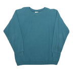 HANES Mens Blue Crew Neck L Sweatshirt Plain Cotton Blend Comfortable Casual