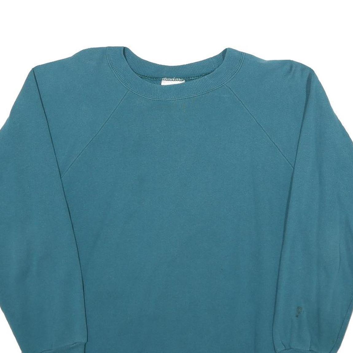 HANES Mens Blue Crew Neck L Sweatshirt Plain Cotton Blend Comfortable Casual