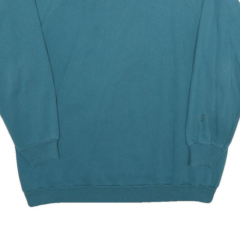 HANES Mens Blue Crew Neck L Sweatshirt Plain Cotton Blend Comfortable Casual