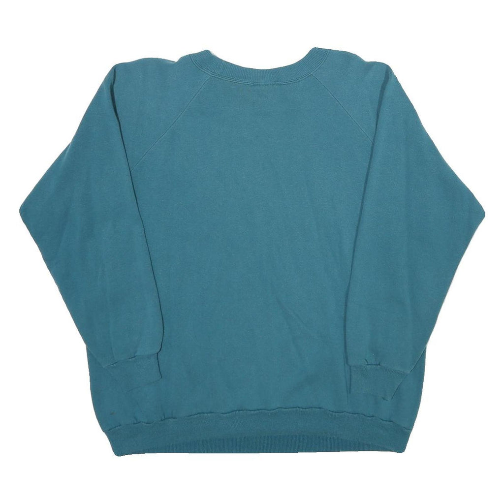 HANES Mens Blue Crew Neck L Sweatshirt Plain Cotton Blend Comfortable Casual