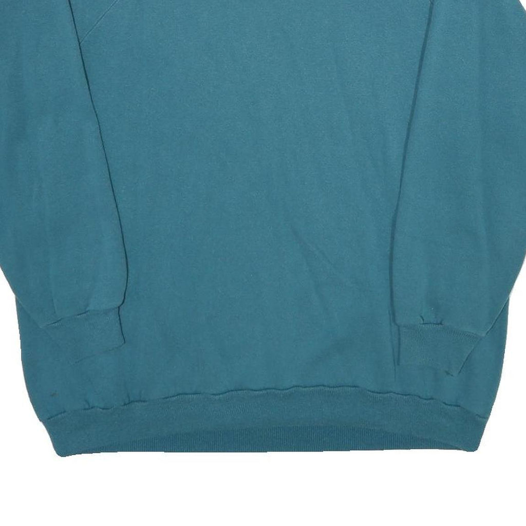 HANES Mens Blue Crew Neck L Sweatshirt Plain Cotton Blend Comfortable Casual