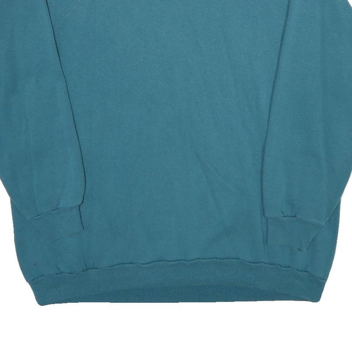 HANES Mens Blue Crew Neck L Sweatshirt Plain Cotton Blend Comfortable Casual