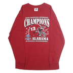 TRI LAKE Mens Red Alabama Football National Champions Long Sleeve Crew Neck