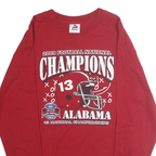 TRI LAKE Mens Red Alabama Football National Champions Long Sleeve Crew Neck
