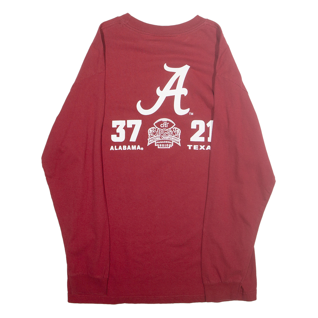 TRI LAKE Mens Red Alabama Football National Champions Long Sleeve Crew Neck