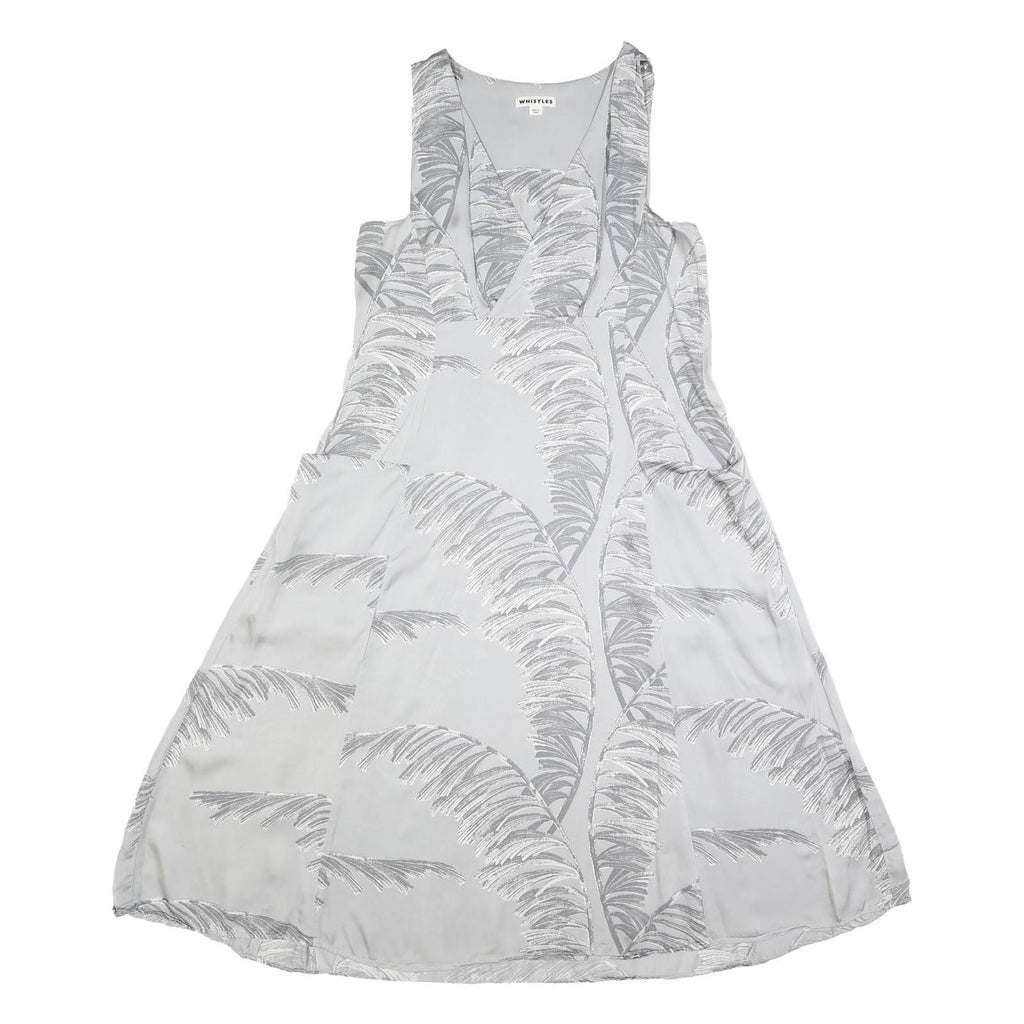 WHISTLES Womens White & Grey Patterned Sleeveless A-Line Viscose Dress UK 10