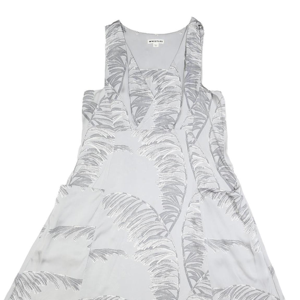 WHISTLES Womens White & Grey Patterned Sleeveless A-Line Viscose Dress UK 10