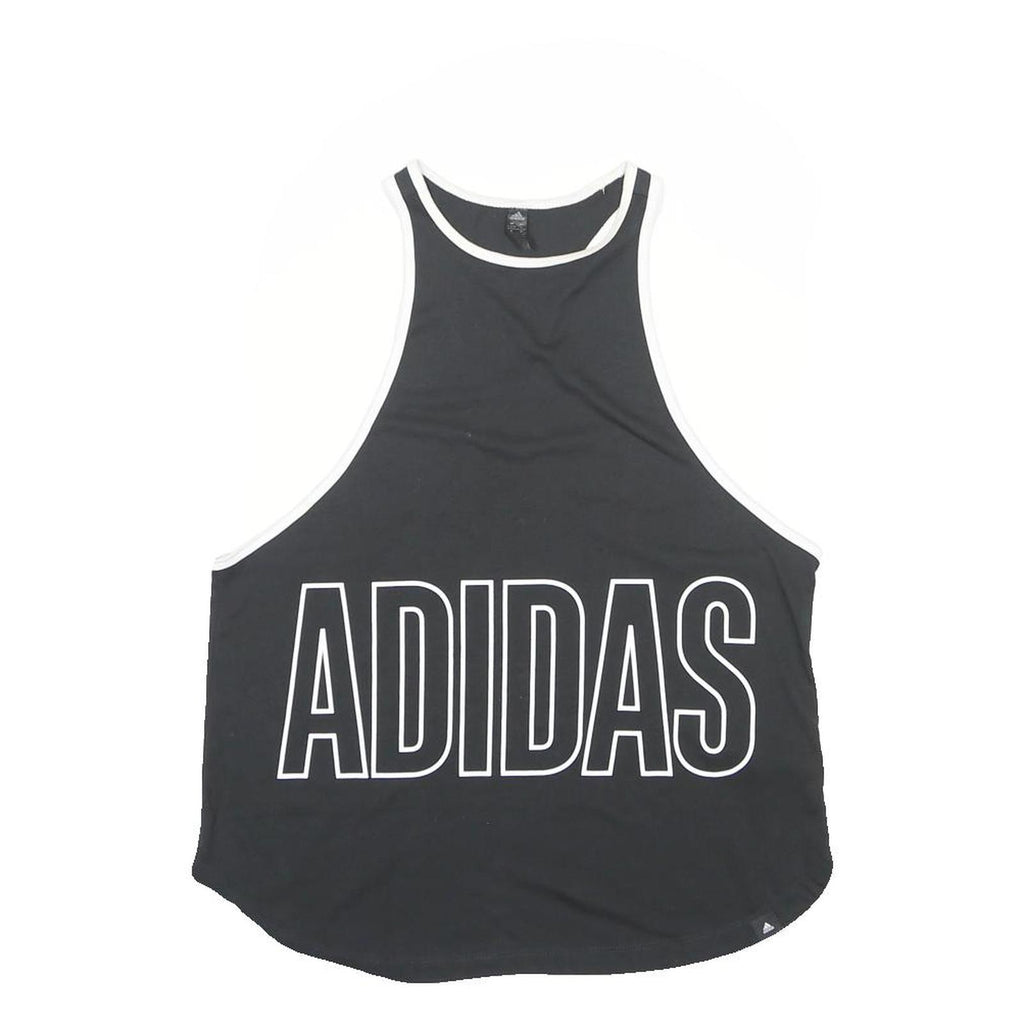 ADIDAS Womens Black & White Graphic T-Shirt L Sleeveless Round Neck Sportswear