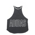 ADIDAS Womens Black & White Graphic T-Shirt L Sleeveless Round Neck Sportswear
