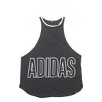 ADIDAS Womens Black & White Graphic T-Shirt L Sleeveless Round Neck Sportswear