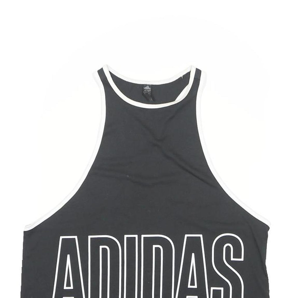 ADIDAS Womens Black & White Graphic T-Shirt L Sleeveless Round Neck Sportswear