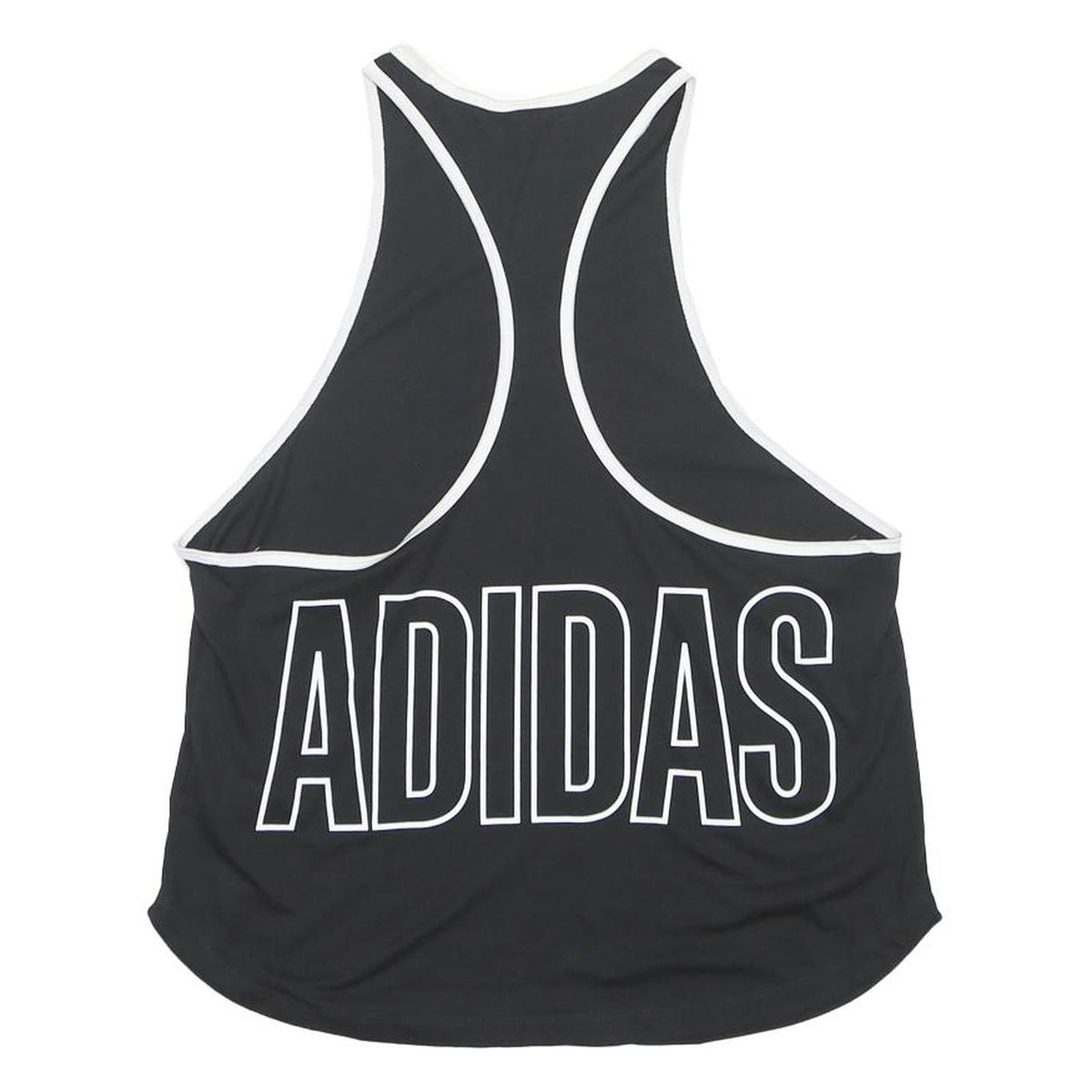 ADIDAS Womens Black & White Graphic T-Shirt L Sleeveless Round Neck Sportswear
