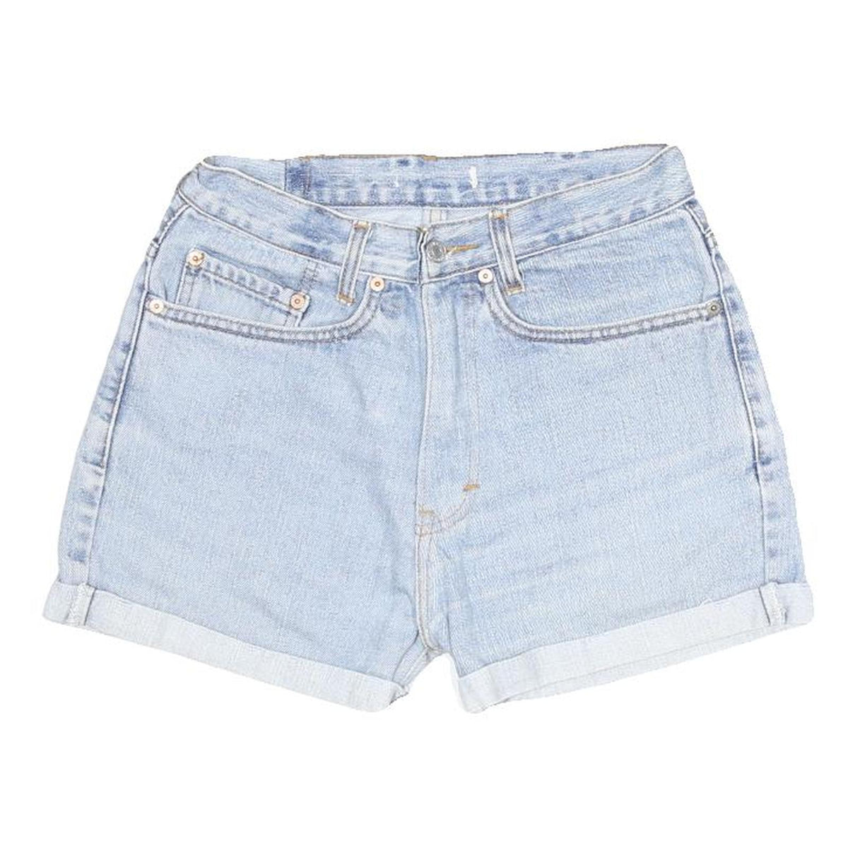 LEVI'S Womens Denim Blue Casual Shorts S W27 Rolled Hem Button Closure Five