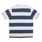 REEBOK Mens Grey & Navy Striped Short Sleeve Polo Shirt L Cotton Casual