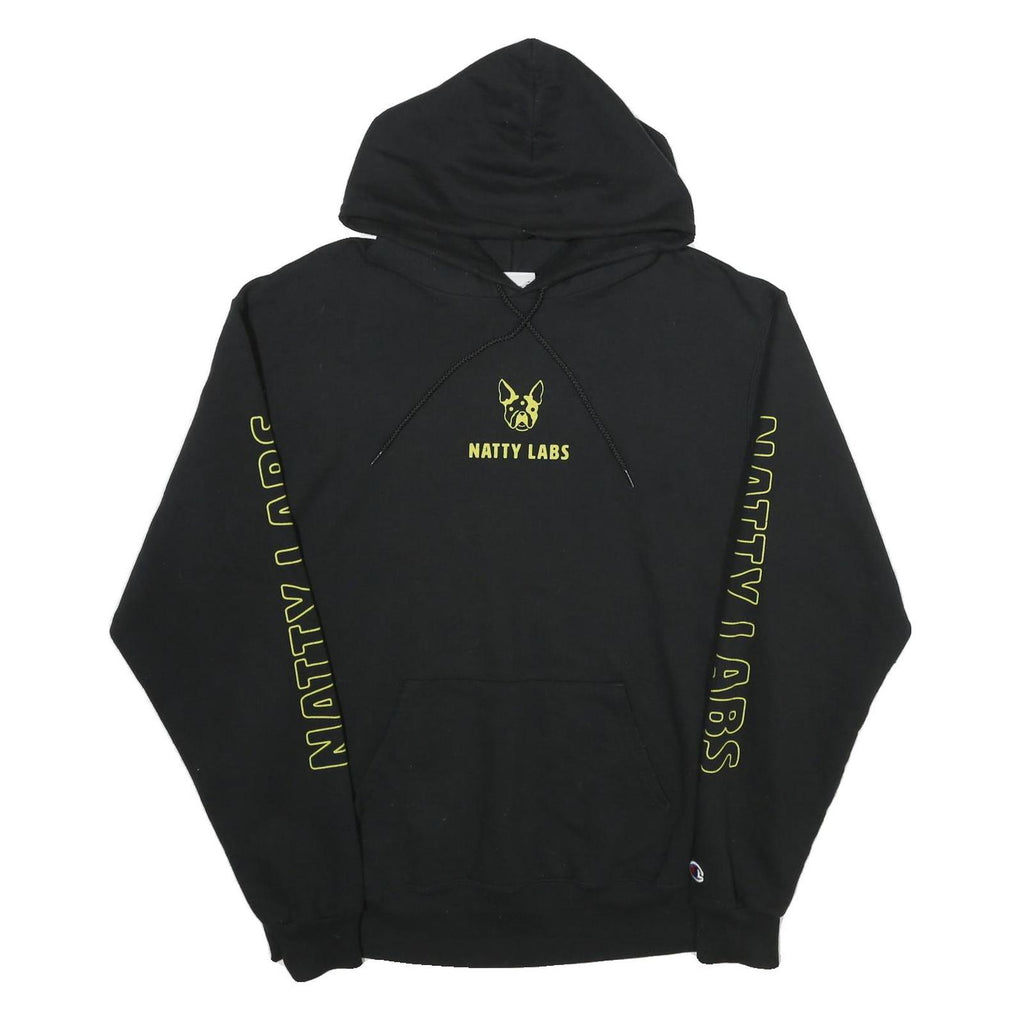 CHAMPION Mens Black Natty Labs Cotton Blend Pullover Hoodie L Hooded Sweatshirt