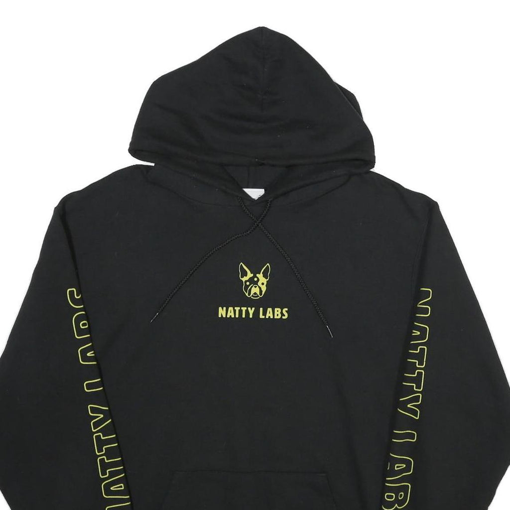 CHAMPION Mens Black Natty Labs Cotton Blend Pullover Hoodie L Hooded Sweatshirt