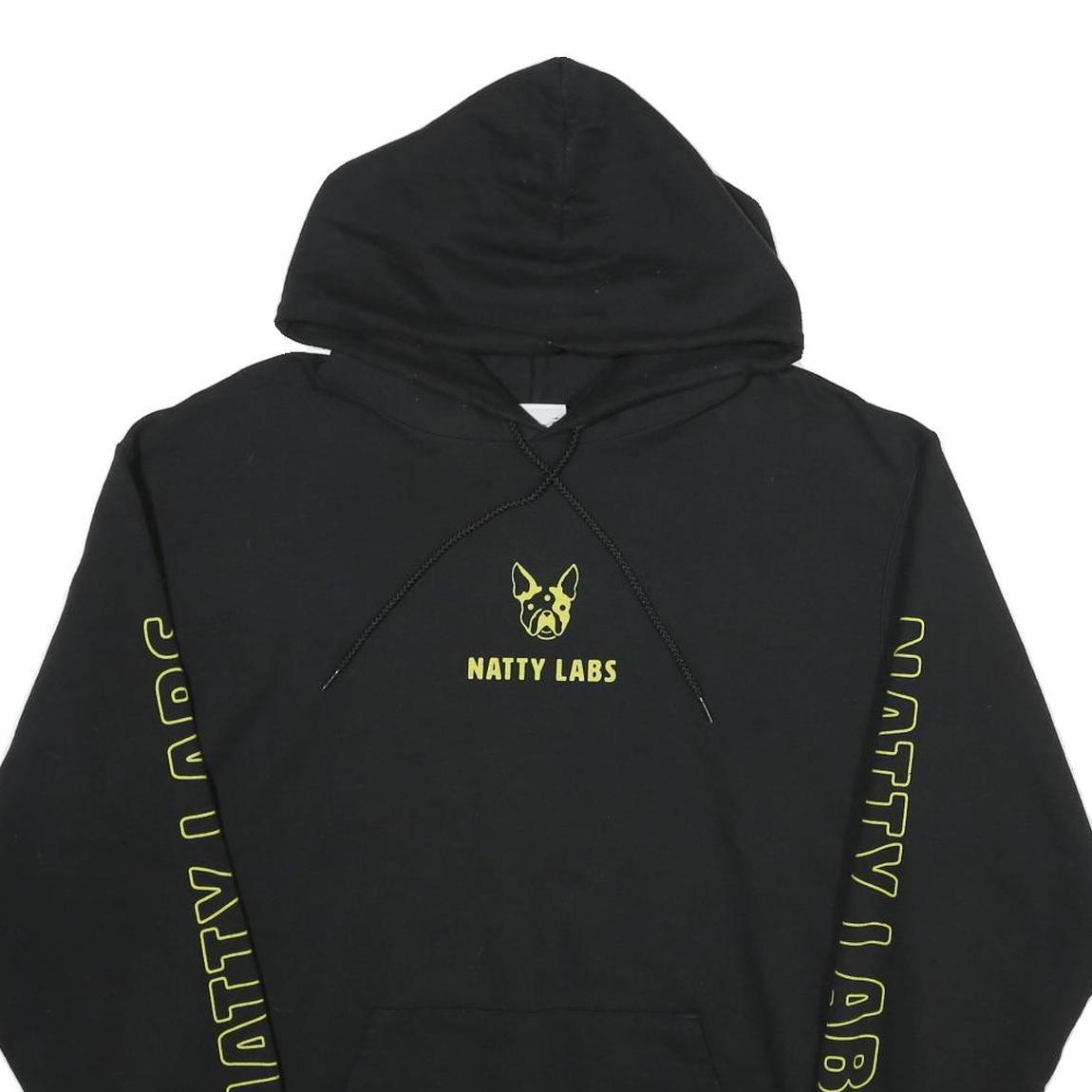 CHAMPION Mens Black Natty Labs Cotton Blend Pullover Hoodie L Hooded Sweatshirt