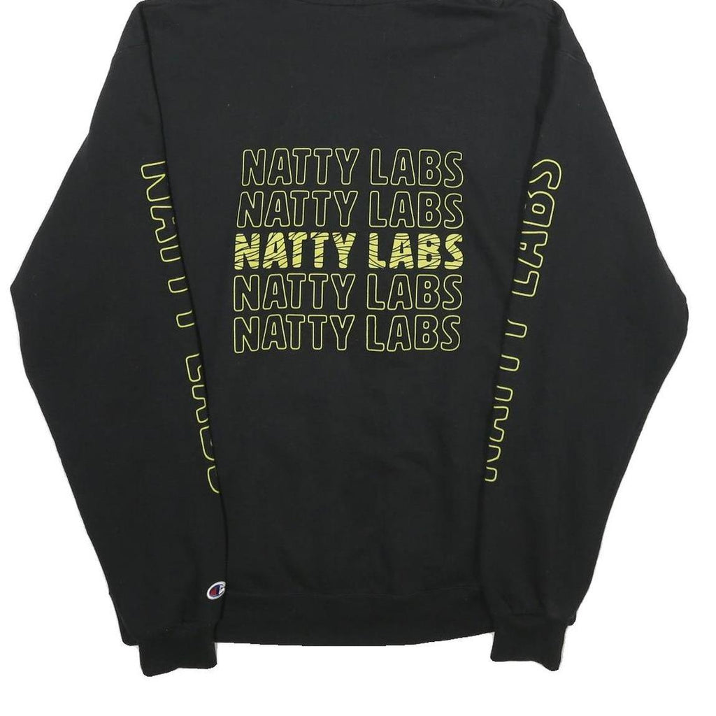 CHAMPION Mens Black Natty Labs Cotton Blend Pullover Hoodie L Hooded Sweatshirt