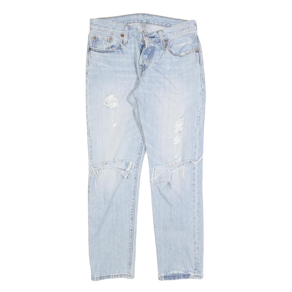 LEVI'S 501CT Womens Jeans Blue Classic Straight Denim Light W28 L27 Ripped