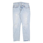 LEVI'S 501CT Womens Jeans Blue Classic Straight Denim Light W28 L27 Ripped